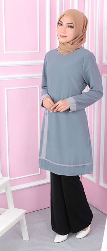 QA-557 WOMEN'S BLOUSE BLUE GREY